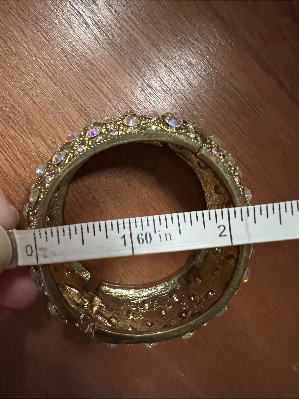 Gold-Tone Ab iridescent Crystal Dome Bracelet